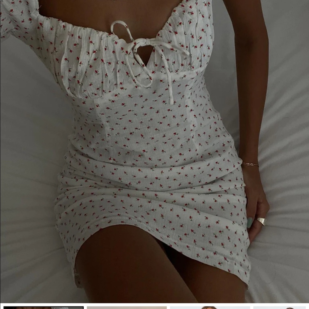 Princess Polly White Mini Dress with Roses